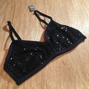 Aerie Sequin Bralette, Navy, Medium, NWT